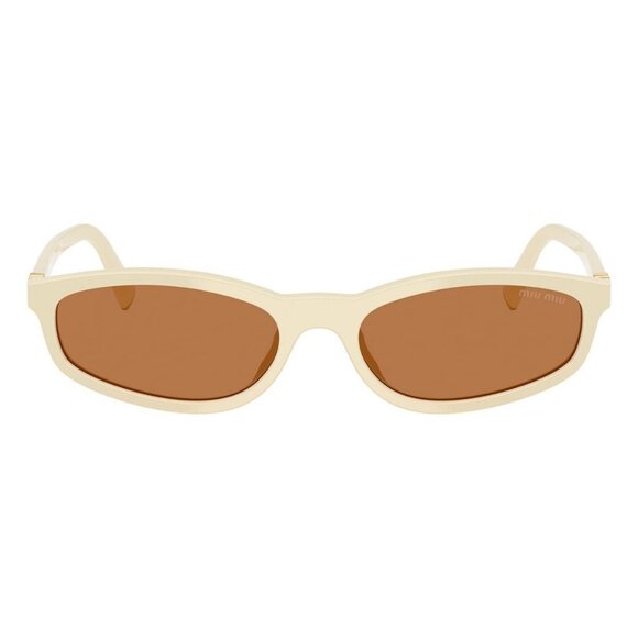 New MIU MIU White Rectangle SMUA06 21D-90Q Sunglasses Women - Picture 2 of 6